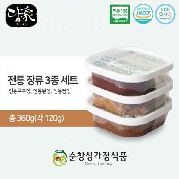 마켓Q,[담가, 순창성가정식품] 장류 120g 세트 (고추장, 된장, 쌈장 구성),,담가,27314,식품 > 간편식/냉장/냉동