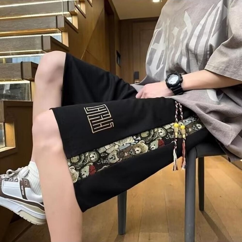 마켓Q,여름 남자와이드팬츠 남성반바지 곰돌이자수 쿨바지 시원한,남성반바지 곰돌이자수 남자와이드팬츠 시원한 여름 쿨바지,,40797,남학생반바지,작업바지,워크팬츠,쿨링반바지,스판반바지,생활/건강 > 생활잡화